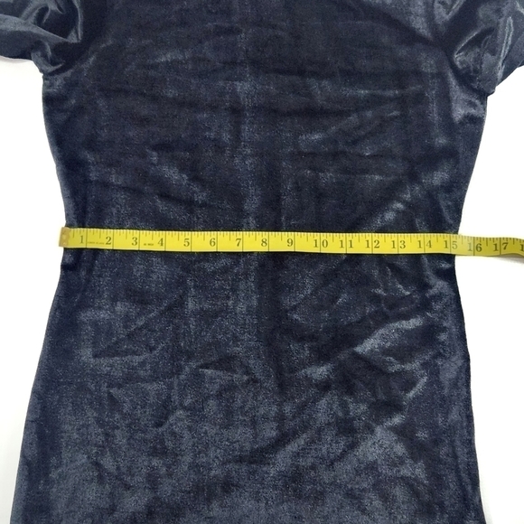 Vintage Ingrid Black Velvet  Bodycon Mock Neck Mini Dress - Picture 4 of 11